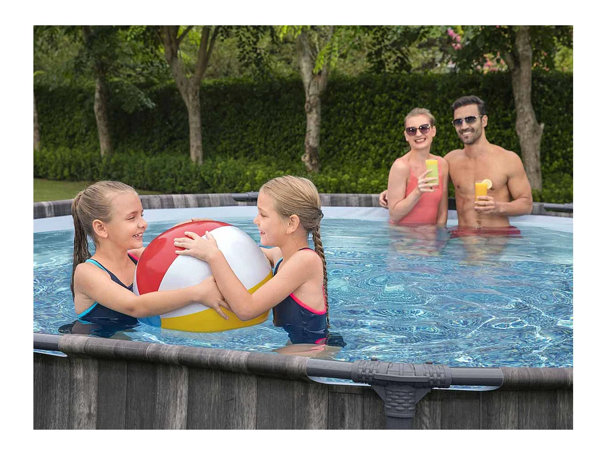 Piscine tubulaire Steel Pro Max décor bois ronde 4,27 x 1,07 m - Bestway