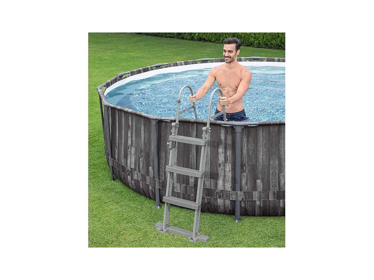 Piscine tubulaire Steel Pro Max décor bois ronde 4,27 x 1,07 m - Bestway