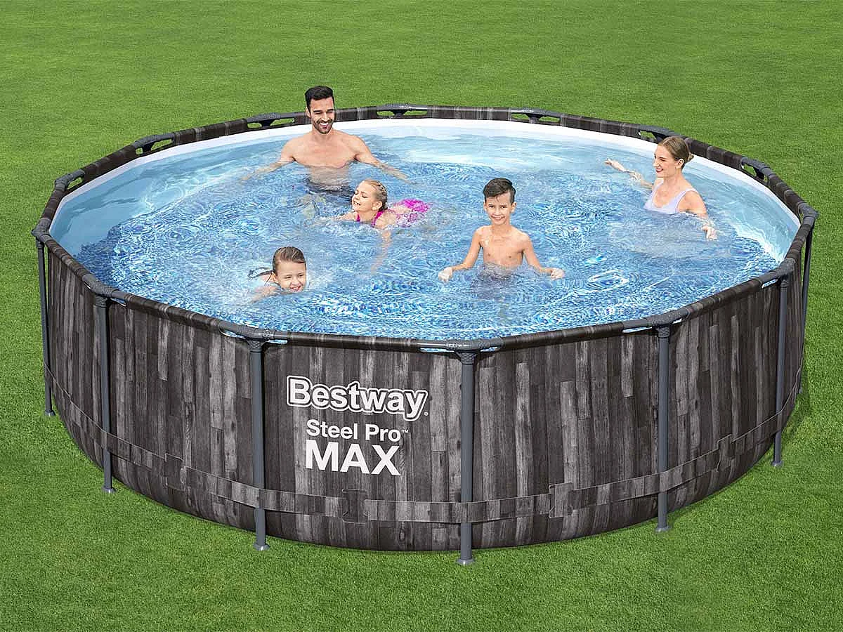 Piscine tubulaire Steel Pro Max décor bois ronde 4,27 x 1,07 m - Bestway