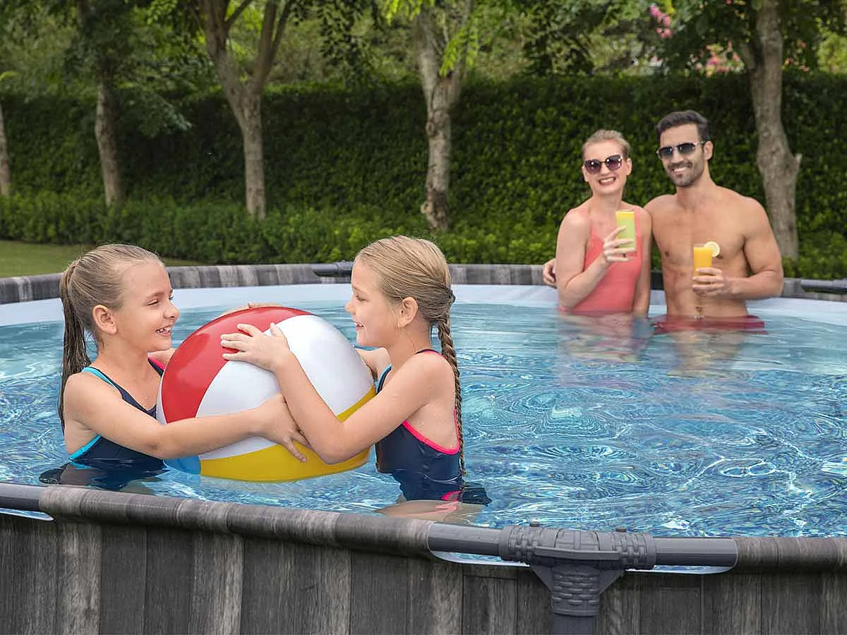 Piscine tubulaire Steel Pro Max décor bois ronde 4,27 x 1,07 m - Bestway