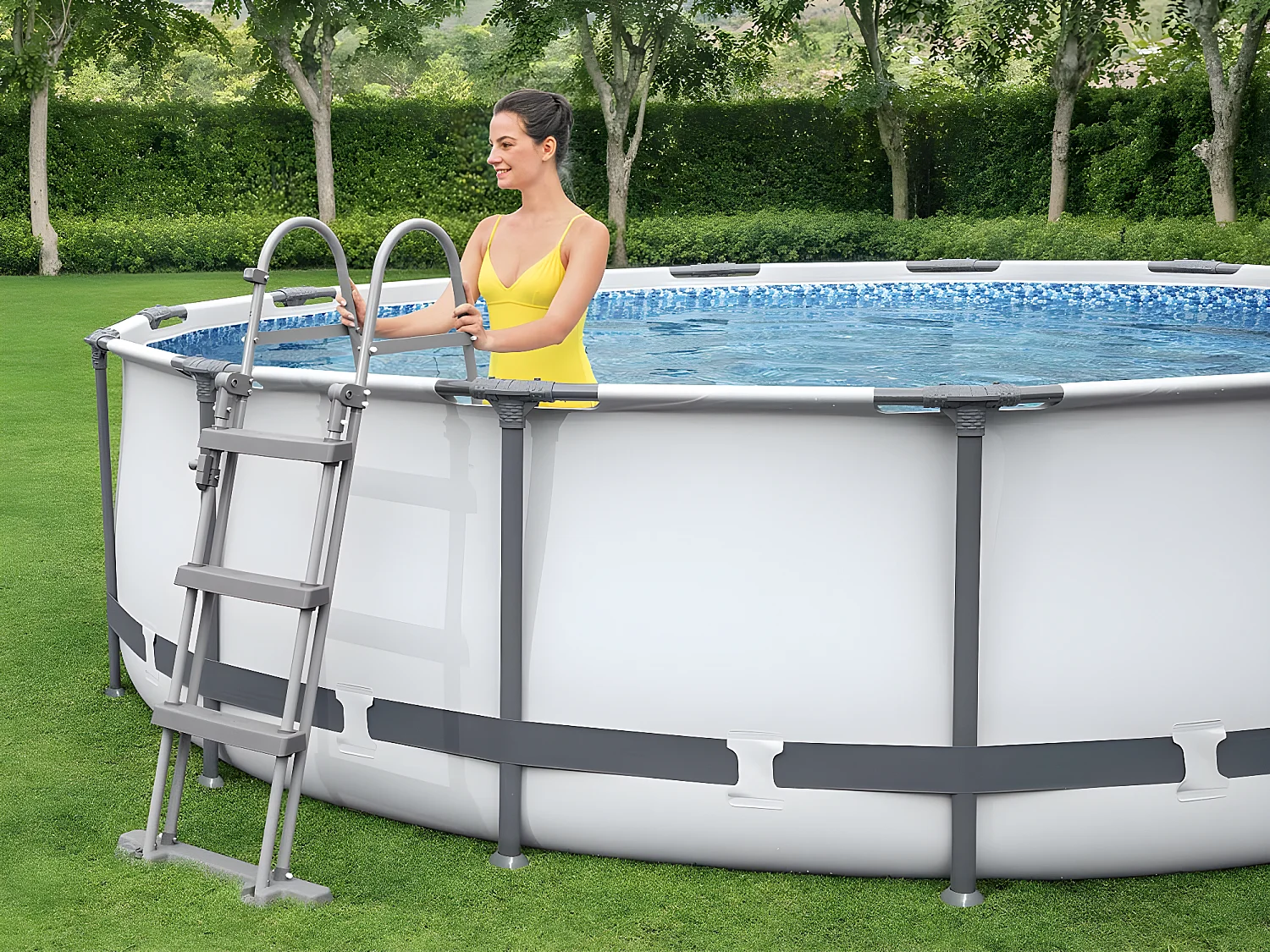 Piscina Desmontable Tubular Bestway Steel Pro Max 366x100 cm con Depuradora Cartucho 2.006 L/H y Escalera