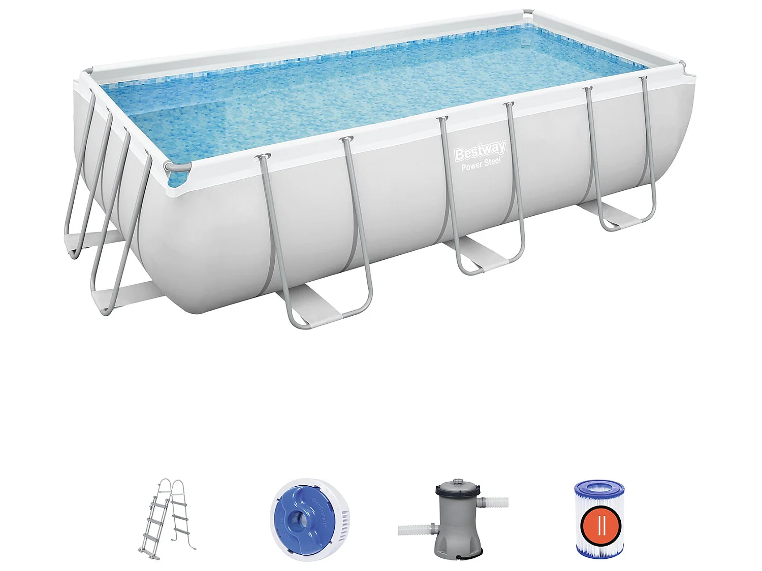 Piscina Desmontable Tubular Bestway Power Steel 404x201x100 cm Depuradora Cartucho 2.006 L/H y Escalera