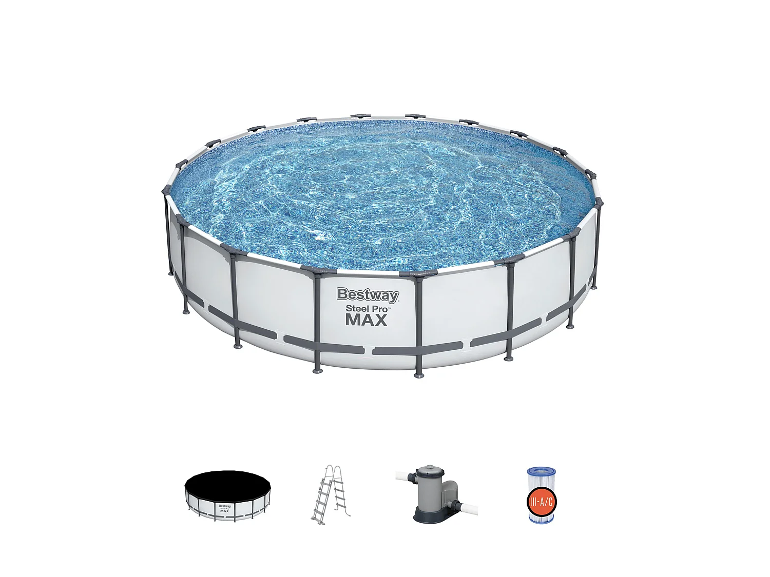Piscine Hors-sol Tubulaire Bestway Steel Pro Max 549x122 cm Épurateur à Cartouche de 5 678 L/H Bâche et Échelle