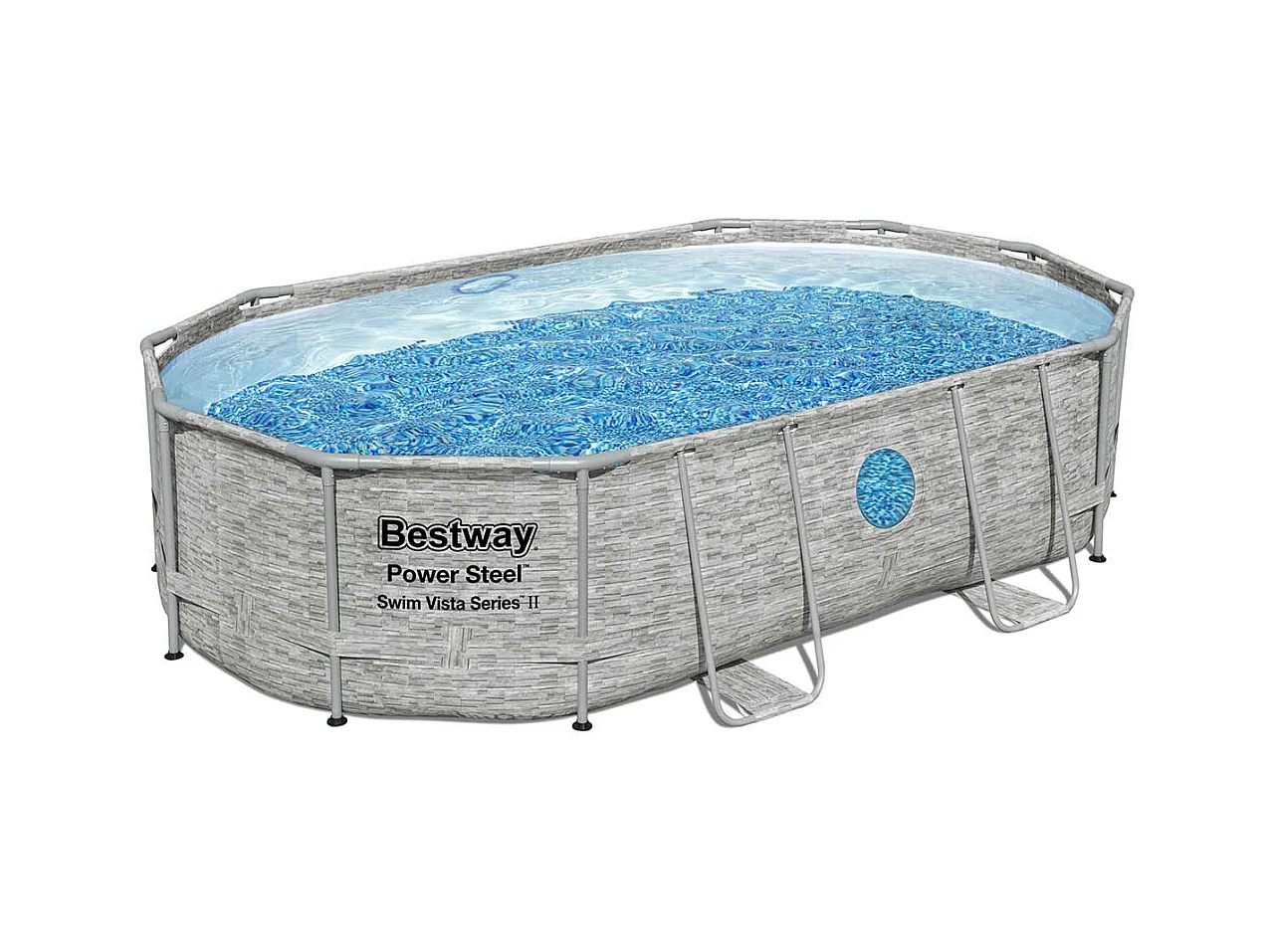 Piscine tubulaire Power Steel SwimVista avec hublots ovale 4,88 x 3,05 x 1,07 m - Bestway