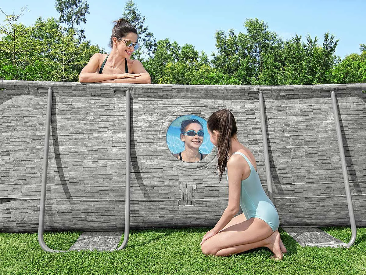 Piscine tubulaire Power Steel SwimVista avec hublots ovale 4,88 x 3,05 x 1,07 m - Bestway