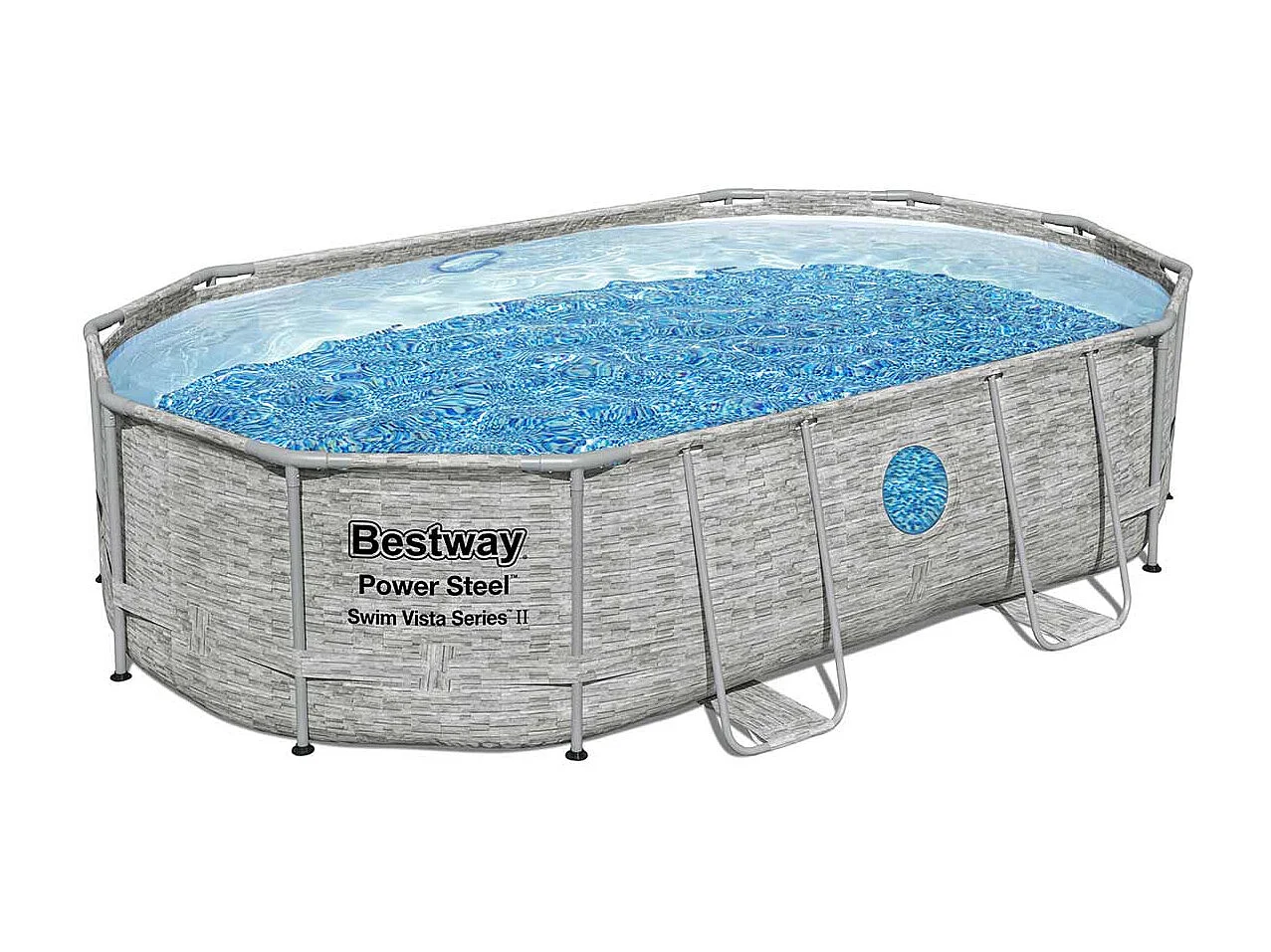 Piscine tubulaire Power Steel SwimVista avec hublots ovale 4,88 x 3,05 x 1,07 m - Bestway