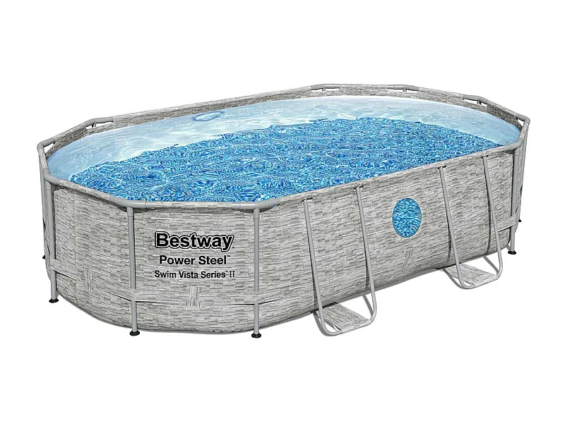 Piscine tubulaire Power Steel SwimVista avec hublots ovale 4,88 x 3,05 x 1,07 m - Bestway
