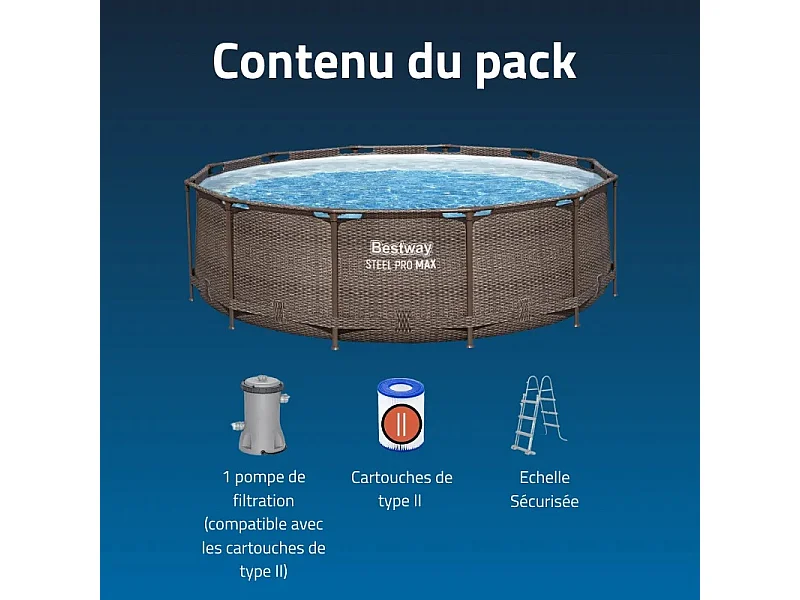 Piscine tubulaire ronde Bestway Steel Pro Max 3,66 x 1,00 m