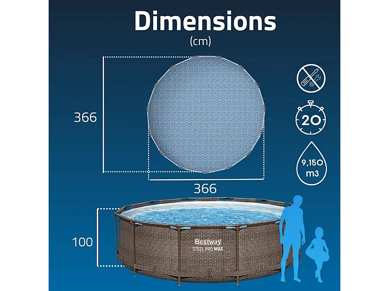 Piscine tubulaire ronde Bestway Steel Pro Max 3,66 x 1,00 m