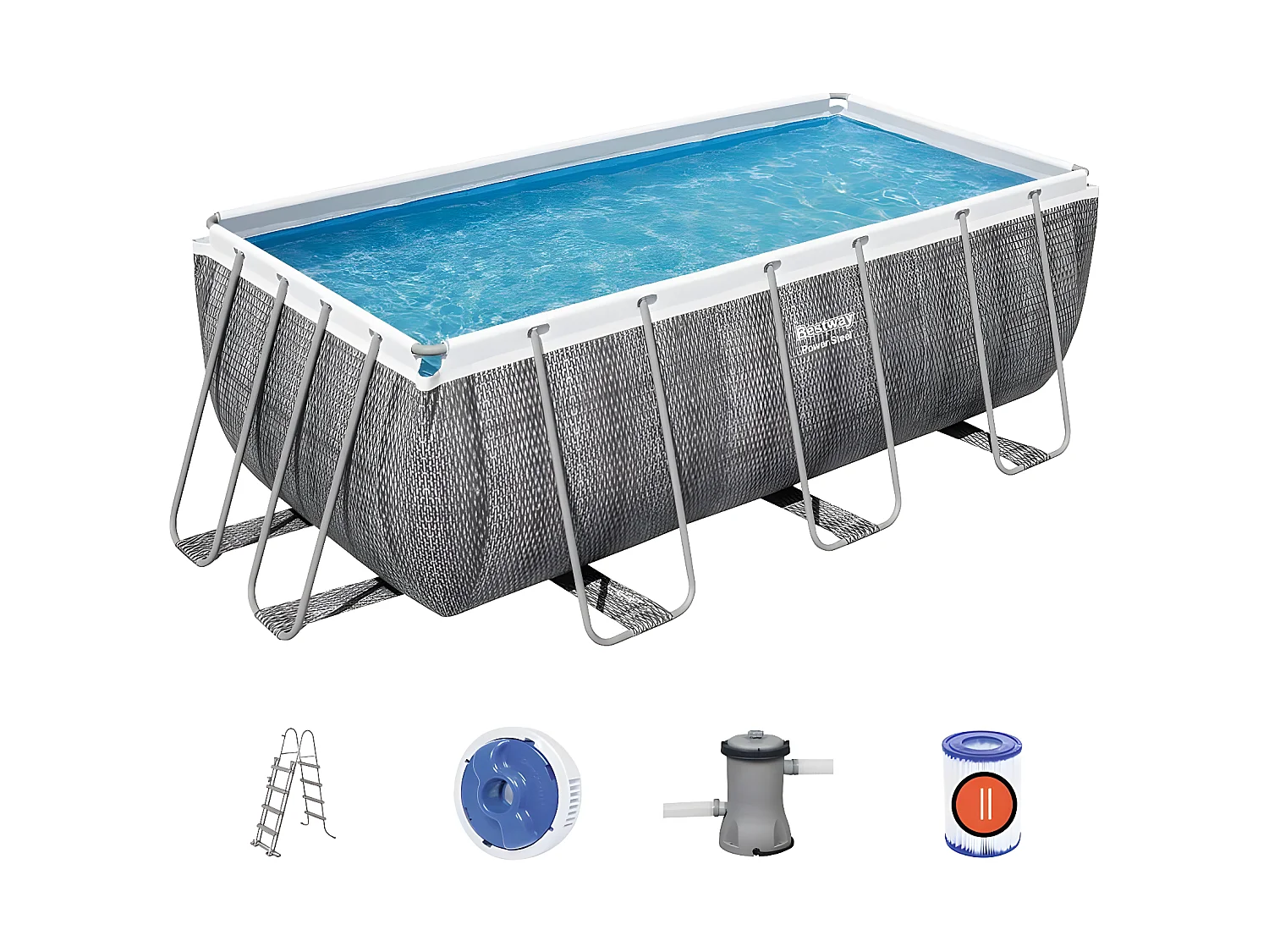 Piscine tubulaire rectangulaire Power Steel 4,12 x 2,01 x 1,22 m - Bestway