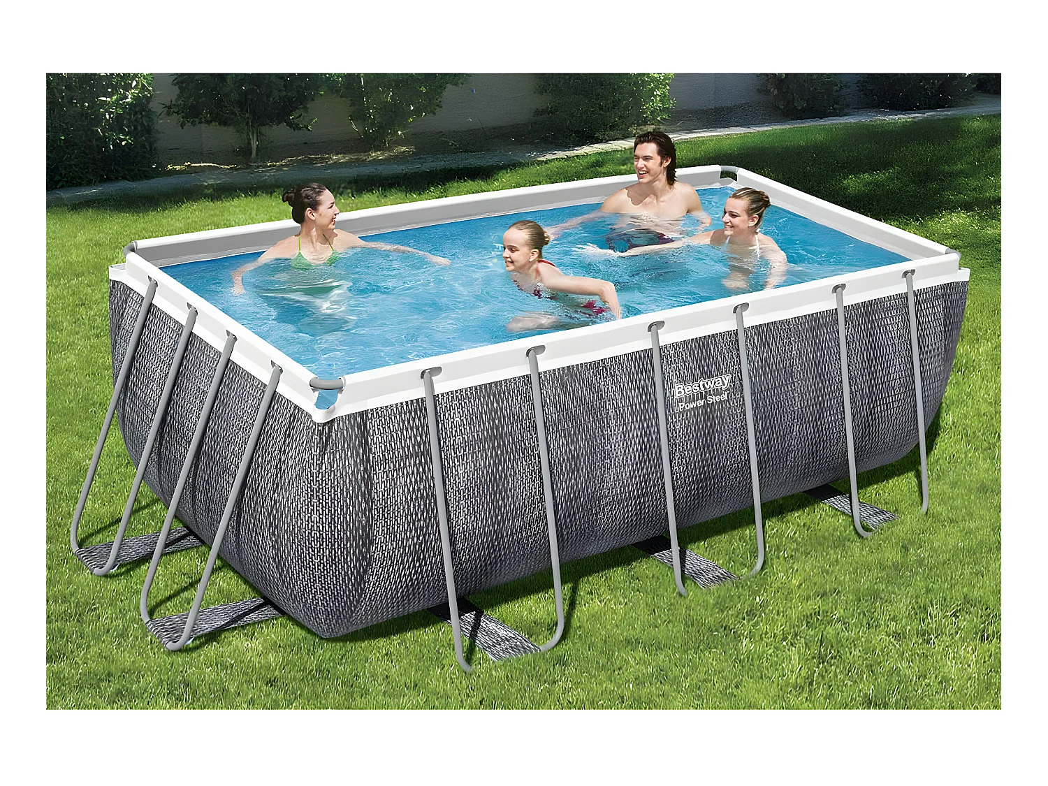 Piscine tubulaire rectangulaire Power Steel 4,12 x 2,01 x 1,22 m - Bestway
