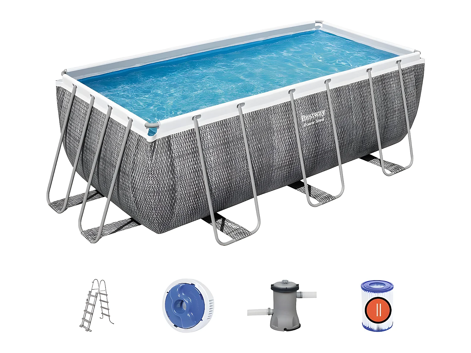 Piscine tubulaire rectangulaire Power Steel 4,12 x 2,01 x 1,22 m - Bestway