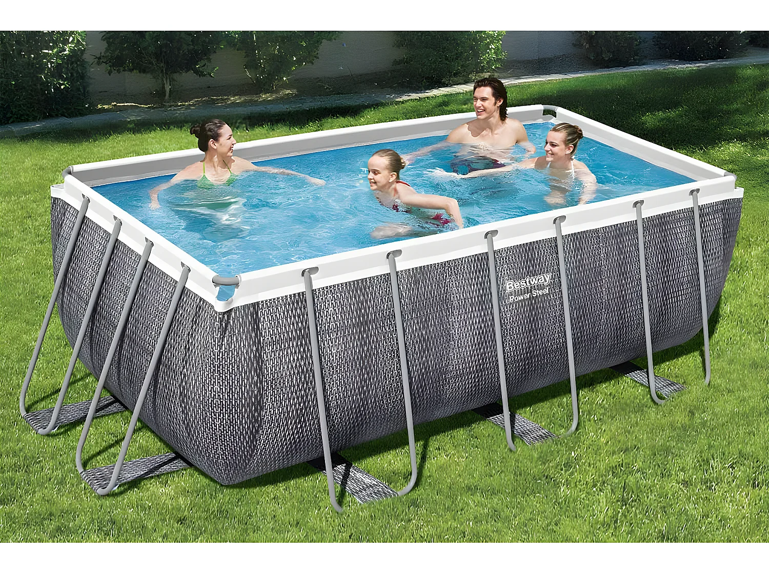 Piscine tubulaire rectangulaire Power Steel 4,12 x 2,01 x 1,22 m - Bestway