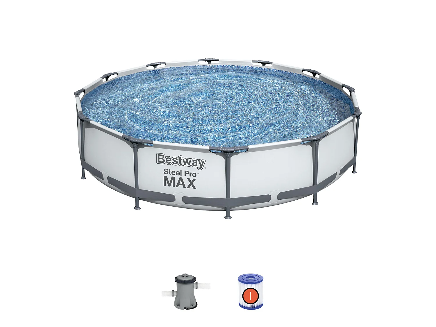 Piscina Fuori Terra Bestway Steel Pro Max 366x76 cm con Pompa Filtro a Cartuccia 1.249 L/H