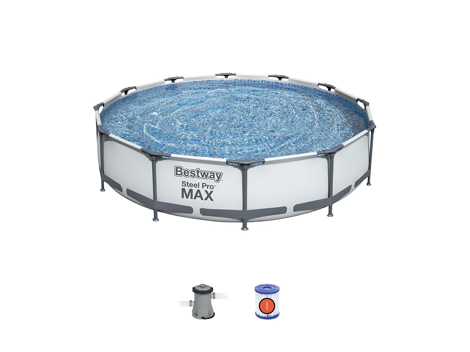 Piscine Hors-sol Tubulaire Bestway Steel Pro Max 366x76 cm Épurateur à Cartouche de 1 249 L/H