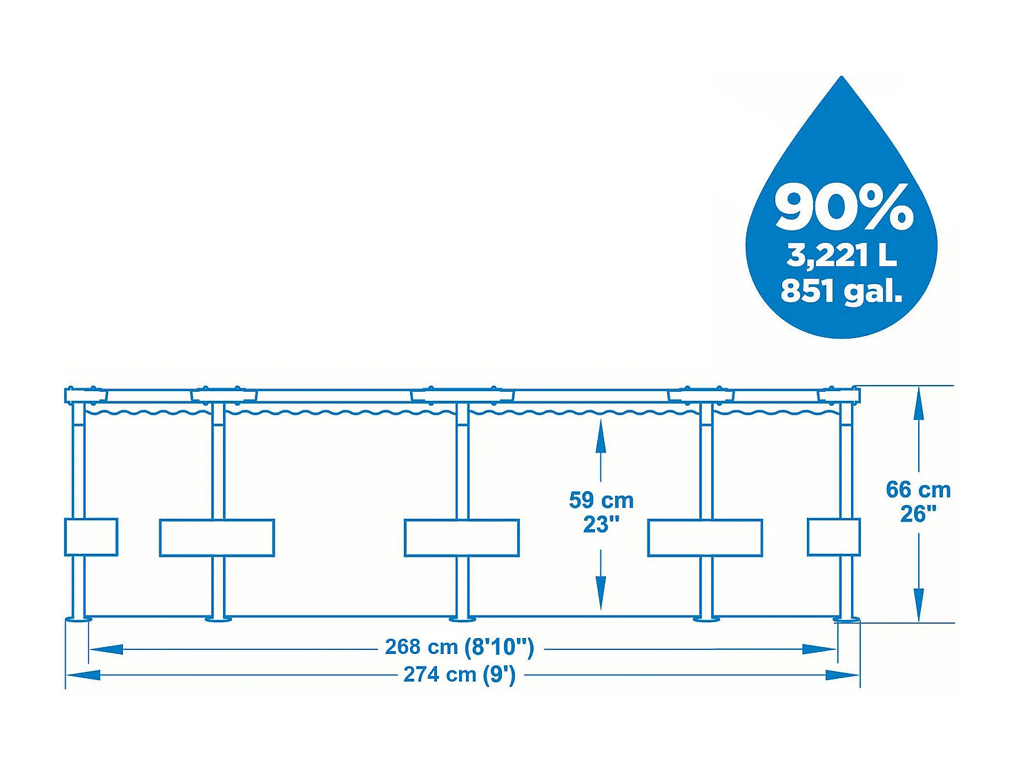 Piscina Fuori Terra per Bambini Bestway Steel Pro 274X66 cm Animali Divertenti