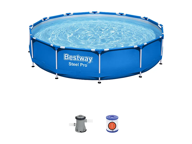 Piscina Desmontable Tubular Bestway Steel Pro 366x76 cm con Depuradora Cartucho 1.249 L/H