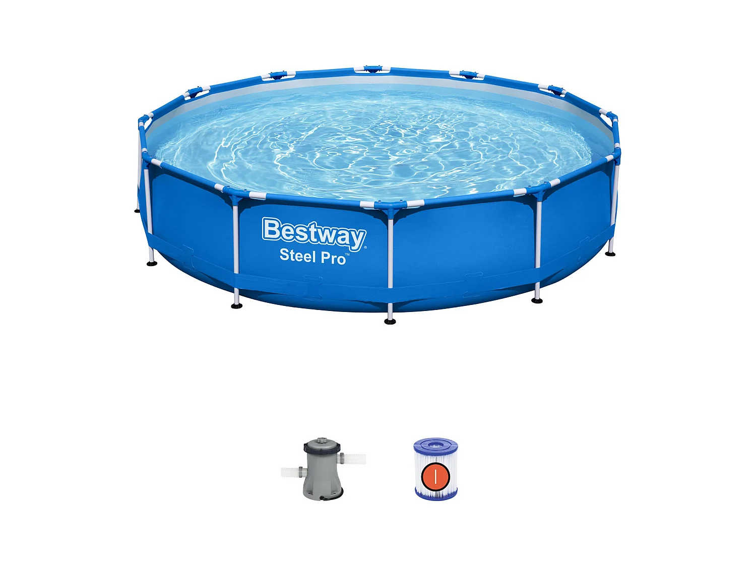 Piscina Desmontable Tubular Bestway Steel Pro 366x76 cm con Depuradora Cartucho 1.249 L/H
