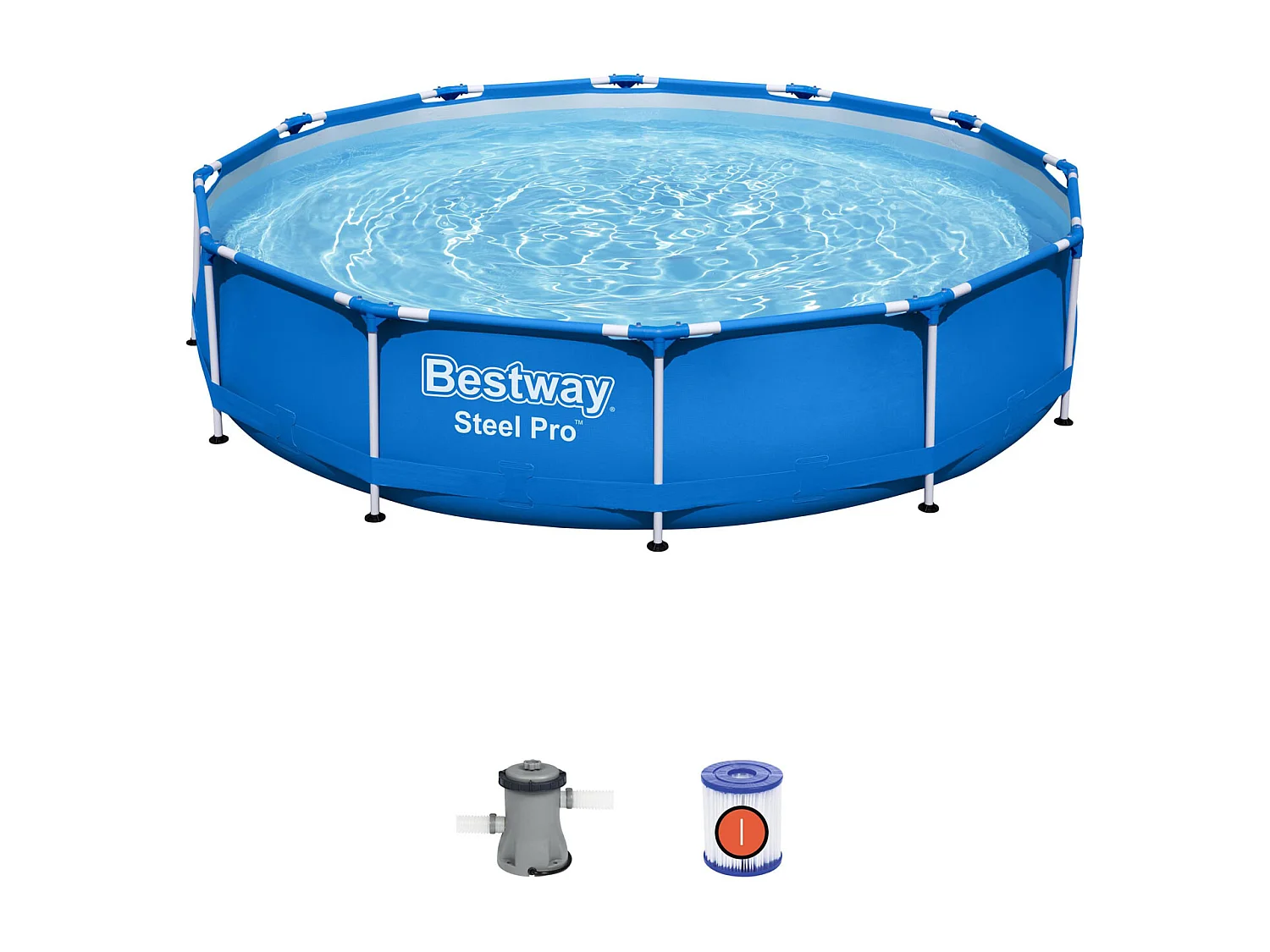 Piscina Desmontable Tubular Bestway Steel Pro 366x76 cm con Depuradora Cartucho 1.249 L/H