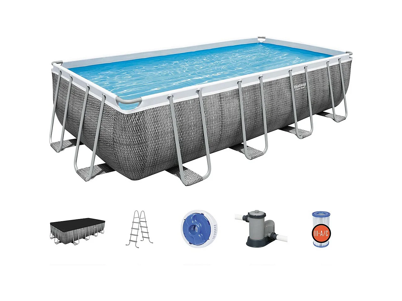 Piscine tubulaire rectangulaire Power Steel 5,49 x 2,74 x 1,22 m - Bestway