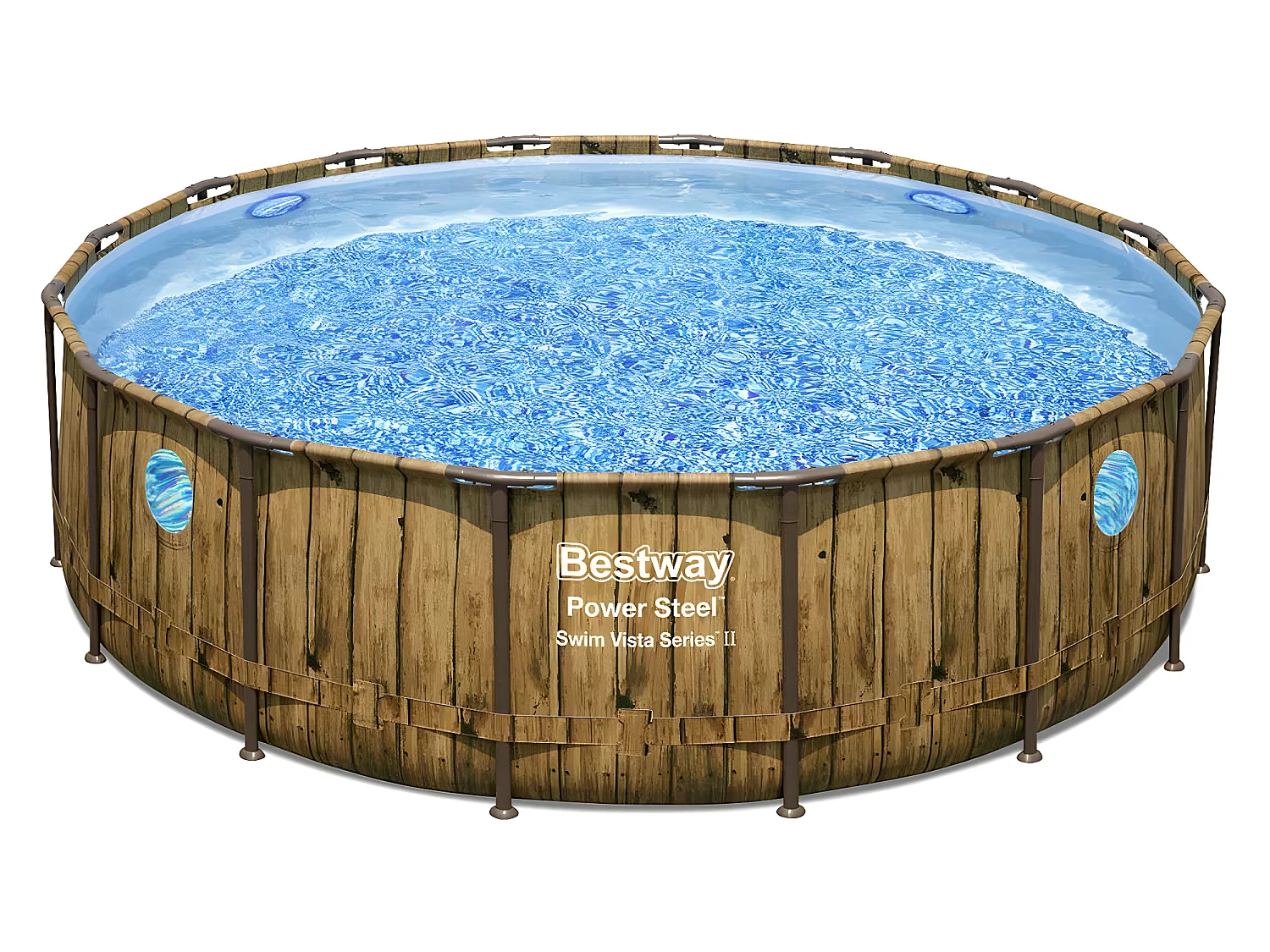 Piscine tubulaire Power Steel SwimVista avec hublots ronde 4,88 x 1,22 m - Bestway