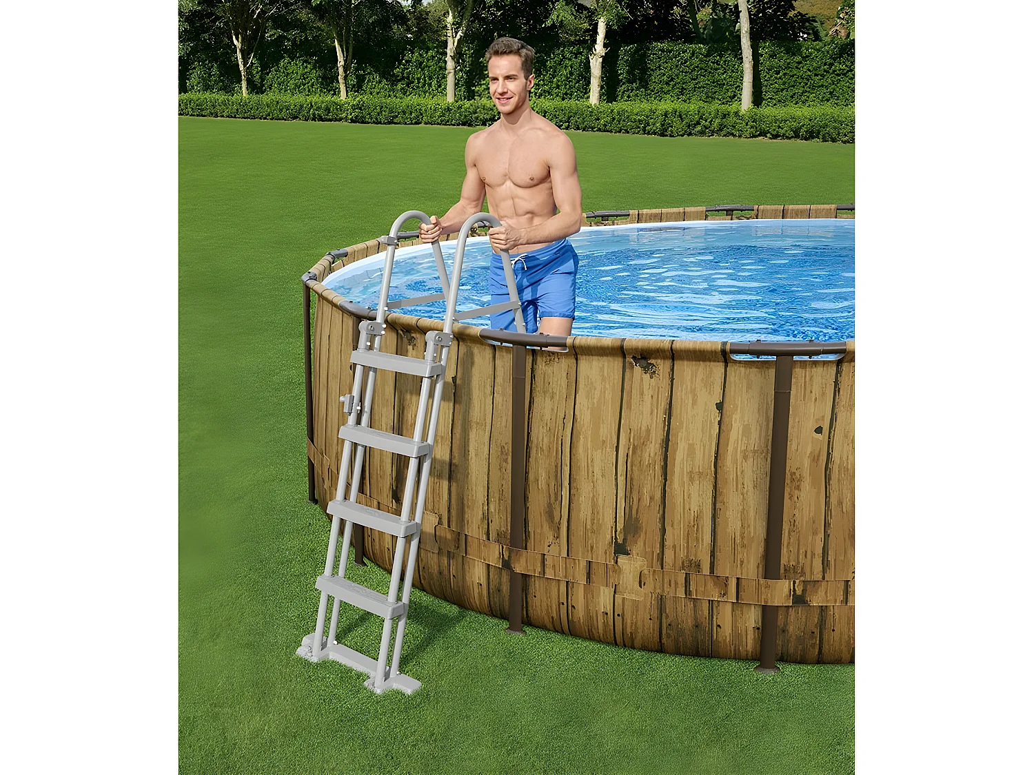 Piscine tubulaire Power Steel SwimVista avec hublots ronde 4,88 x 1,22 m - Bestway
