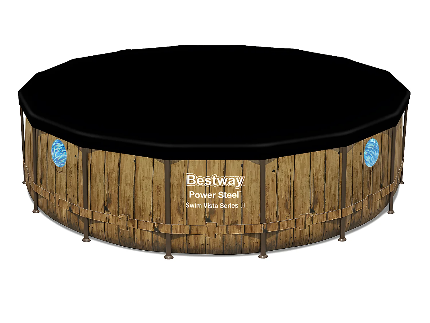 Piscine tubulaire Power Steel SwimVista avec hublots ronde 4,88 x 1,22 m - Bestway