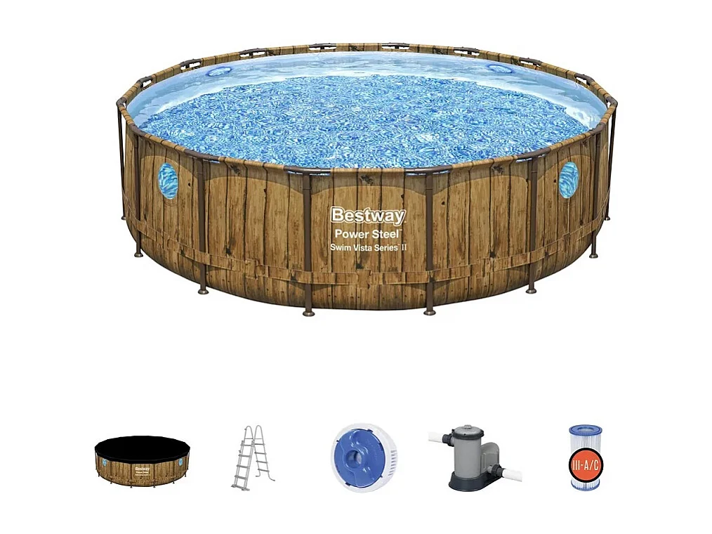 Piscine tubulaire ronde Bestway Power Steel Swim Vista 4,88 x 1,22 m-B096W5MLRF