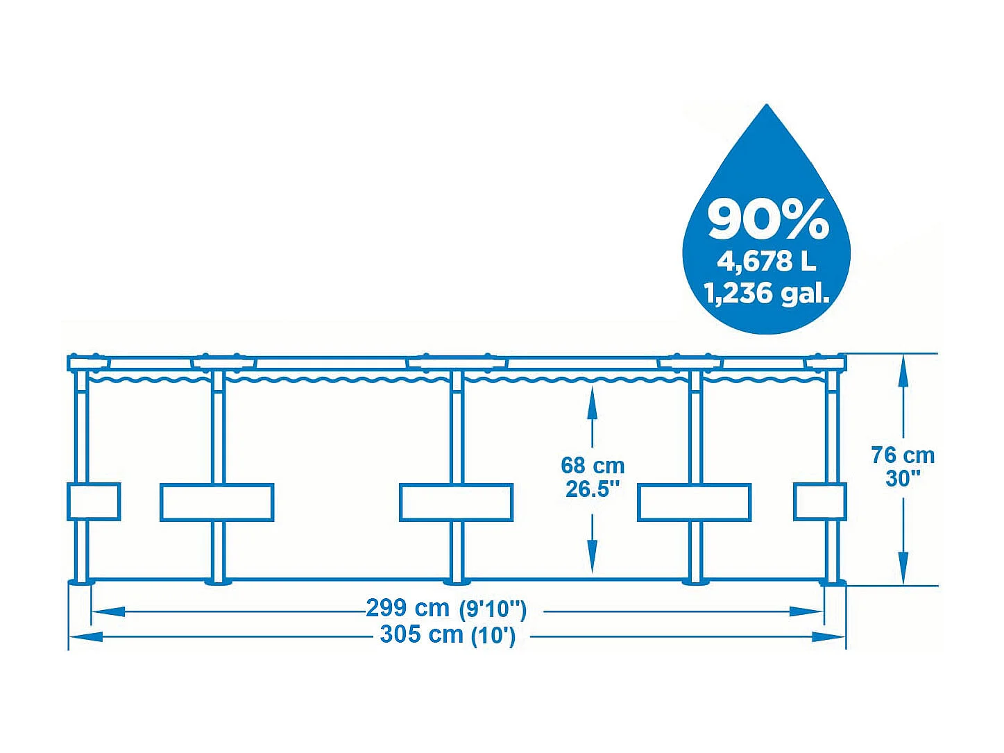 VidaXL Piscina desmontable Steel Pro Max Bestway 4678L blanco Ø305x76 cm