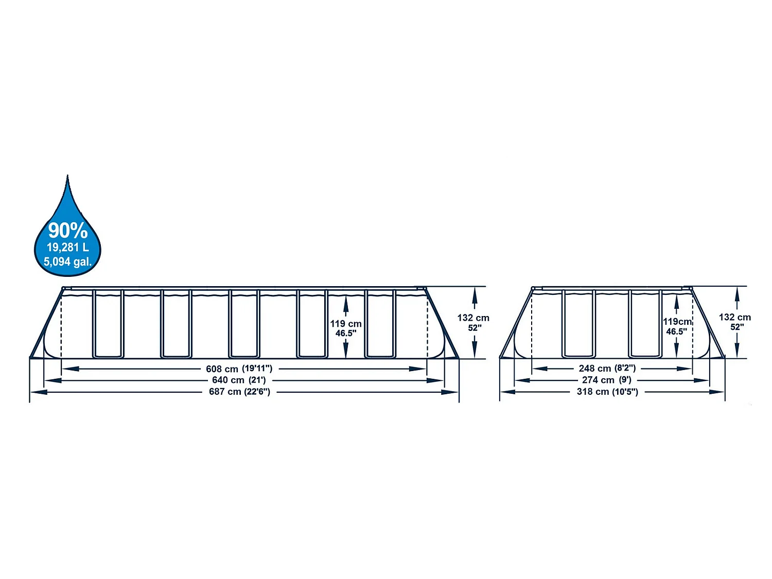 Piscina Desmontable Tubular Bestway Power Steel 640x274x132 cm Depuradora de Arena 5.678 L/H con Cobertor y Escalera