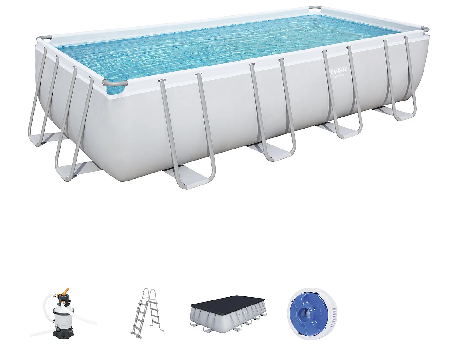 Piscina Desmontable Tubular Bestway Power Steel 488x244x122 cm Depuradora de Arena de 3.028 L/H