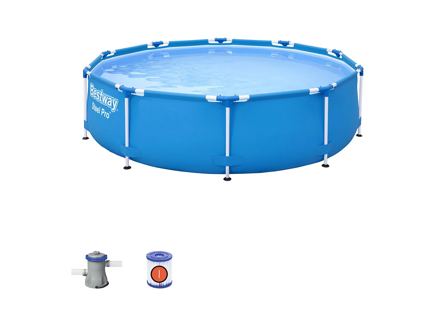 Piscina Desmontable Tubular Bestway Steel Pro 305x76 cm Depuradora de Cartucho de 1.249 litros/hora