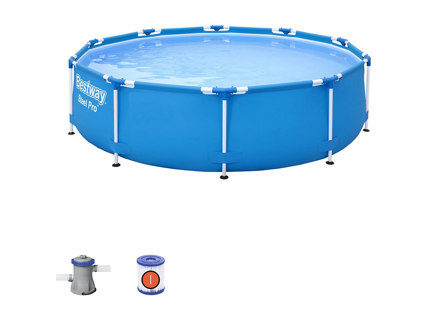 Piscina Desmontable Tubular Bestway Steel Pro 305x76 cm Depuradora de Cartucho de 1.249 litros/hora