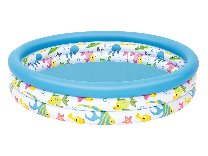 Piscina Hinchable Autoportante Infantil Bestway 122x25 cm 3 Anillos Diseño Coral Rápida Instalación
