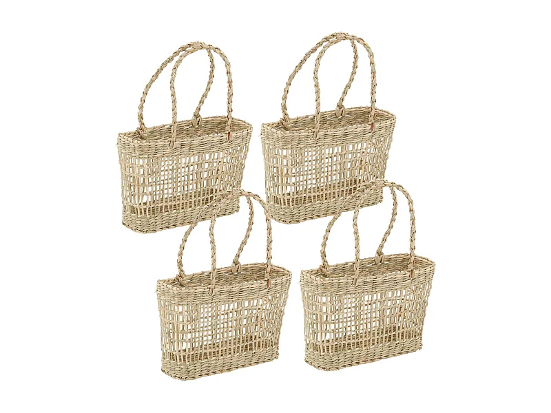 Cabas en jonc ajouré (Lot de 4)