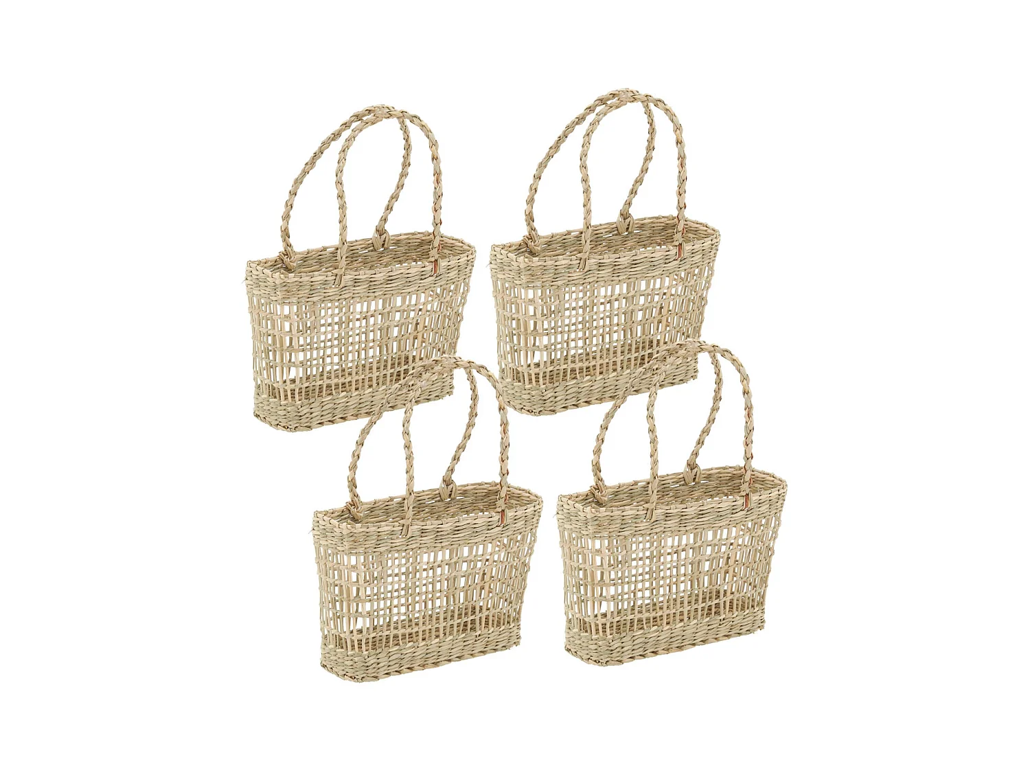 Cabas en jonc ajouré (Lot de 4)