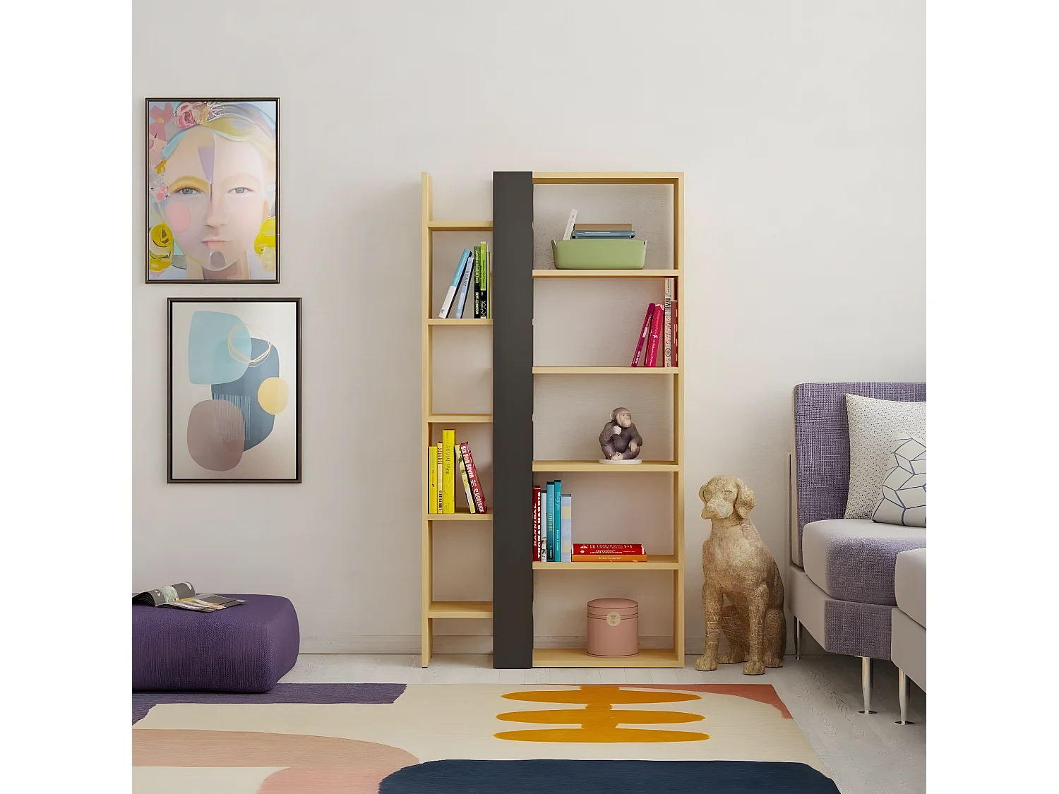 Bibliothèque 5 Niveaux L80 x H152 cm - Axel