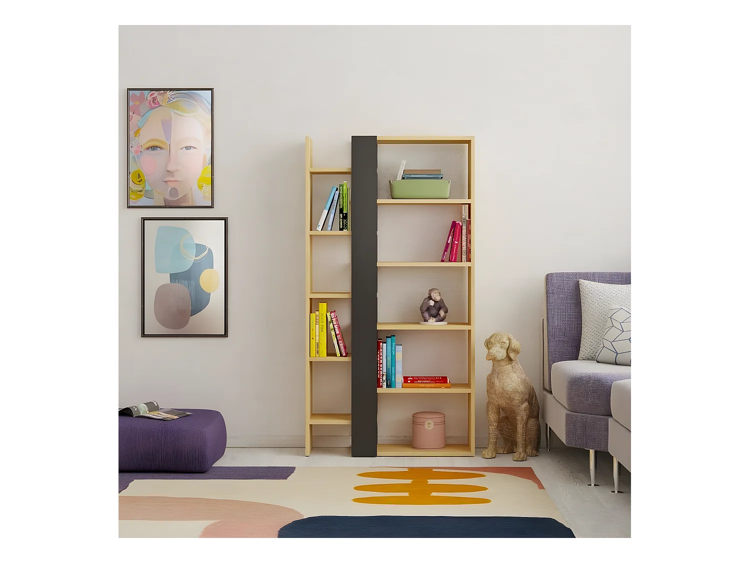Bibliothèque 5 Niveaux L80 x H152 cm - Axel