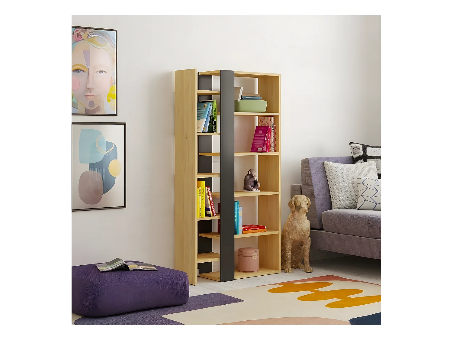 Bibliothèque 5 Niveaux L80 x H152 cm - Axel