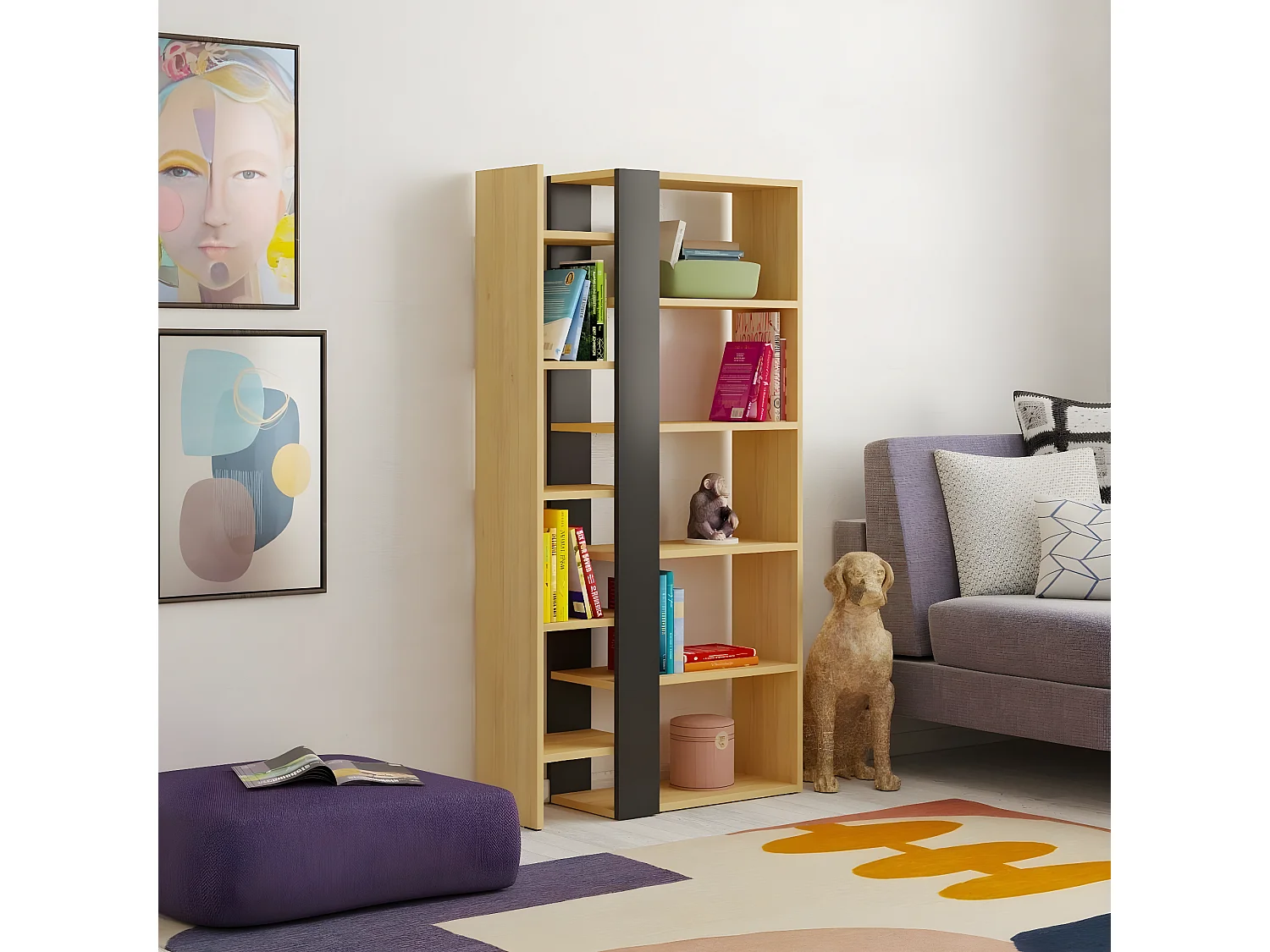 Bibliothèque 5 Niveaux L80 x H152 cm - Axel