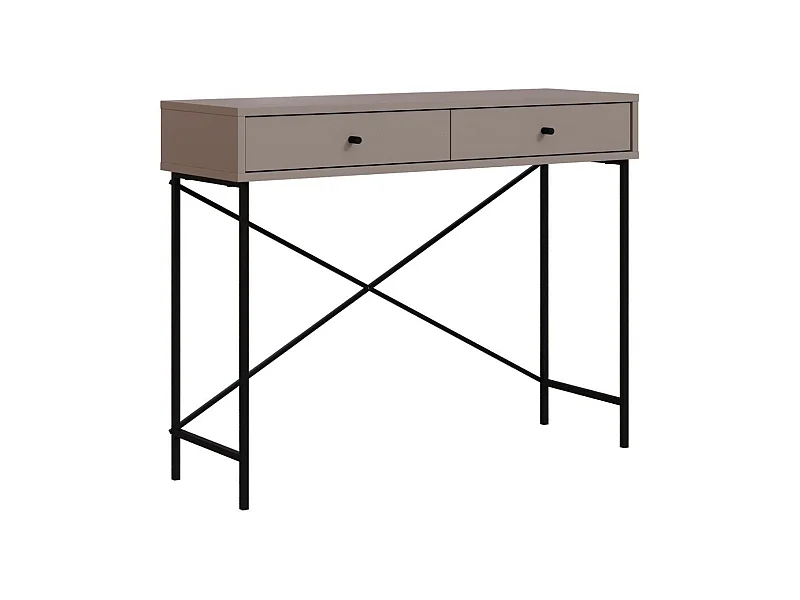 Consola 2 cajones color Moka y patas de metal L110 cm - Titan