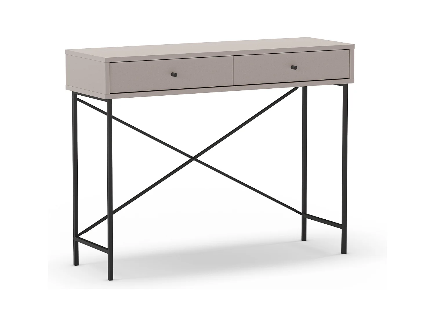 Console 2 Tiroirs Couleur moka et Pieds en Métal L110 cm - Titan