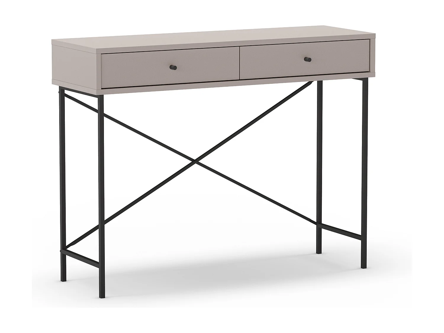 Konsole 2 Schubladen Farbe Mokka und Metallbeine L110 cm - Titan