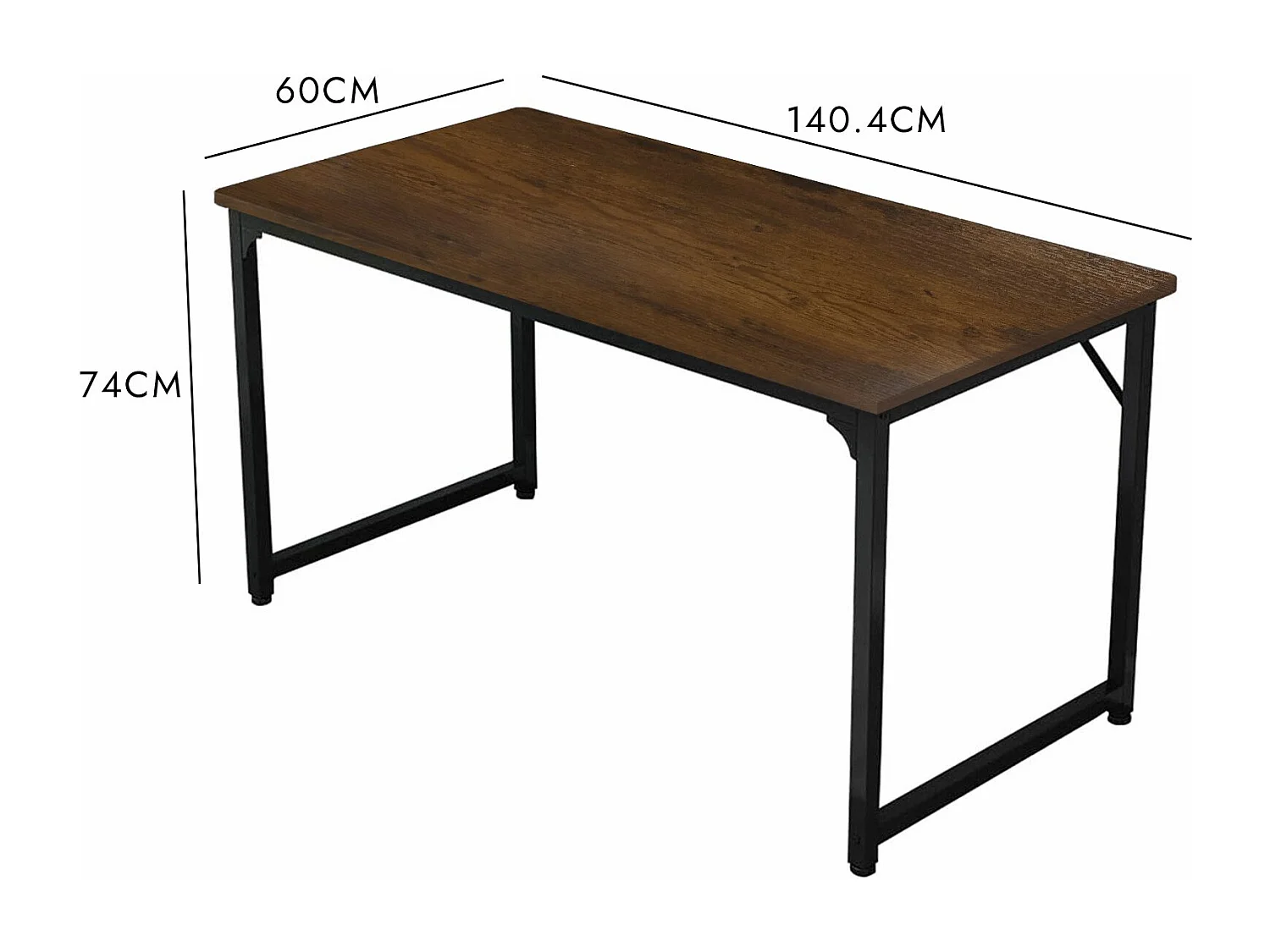 Pego bureau, Lineair bureau, Multifunctioneel bureau, Ruimtebesparende werktafel, 58x128h75 cm, Walnoot en Zwart