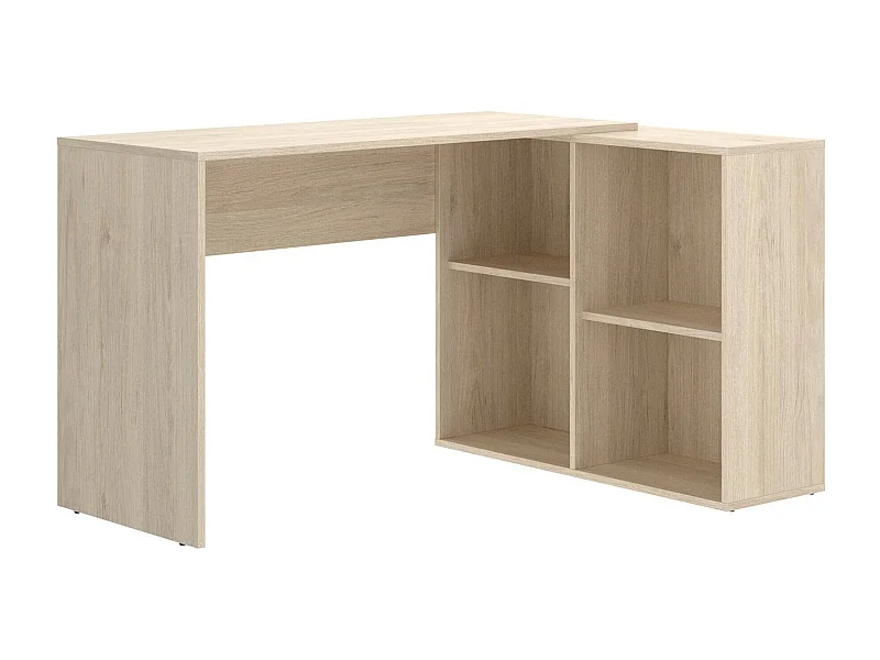Bureau Dkea, Bureau multi-positions pour bureau ou chambre, Table d'étude d'angle avec étagères, 121x96h74 cm, Chêne
