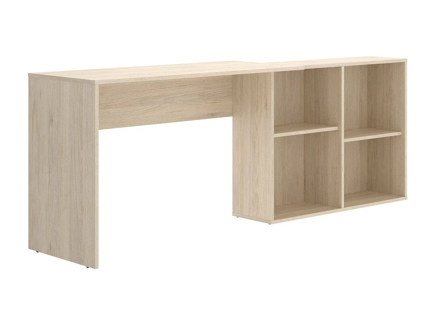 Dkea bureau, Multi-positie bureau voor kantoor of slaapkamer, Hoekstudeertafel met planken, 121x96h74 cm, Eiken