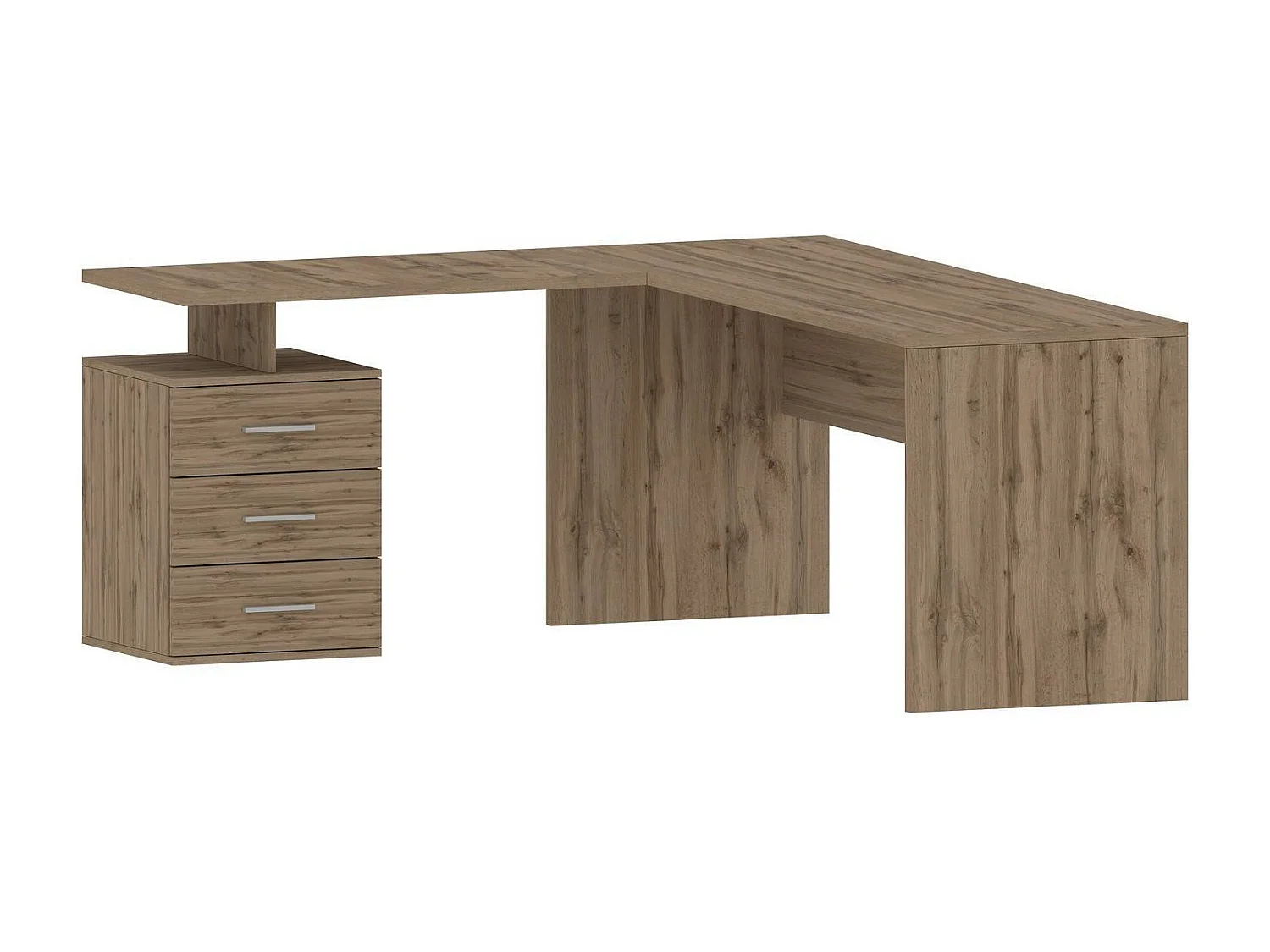 Dguarin Desk, Bureau PC d'angle, Table de bureau polyvalente, Bureau multi-positions peu encombrant, 100% Made in Italy, 160x60h75 cm, Chêne