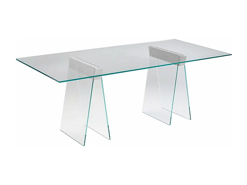 Schreibtisch Tarazona, linearer Schreibtisch, Mehrzweck-Büroschreibtisch, fester platzsparender Schreibtisch, 180x90h75 cm, transparent
