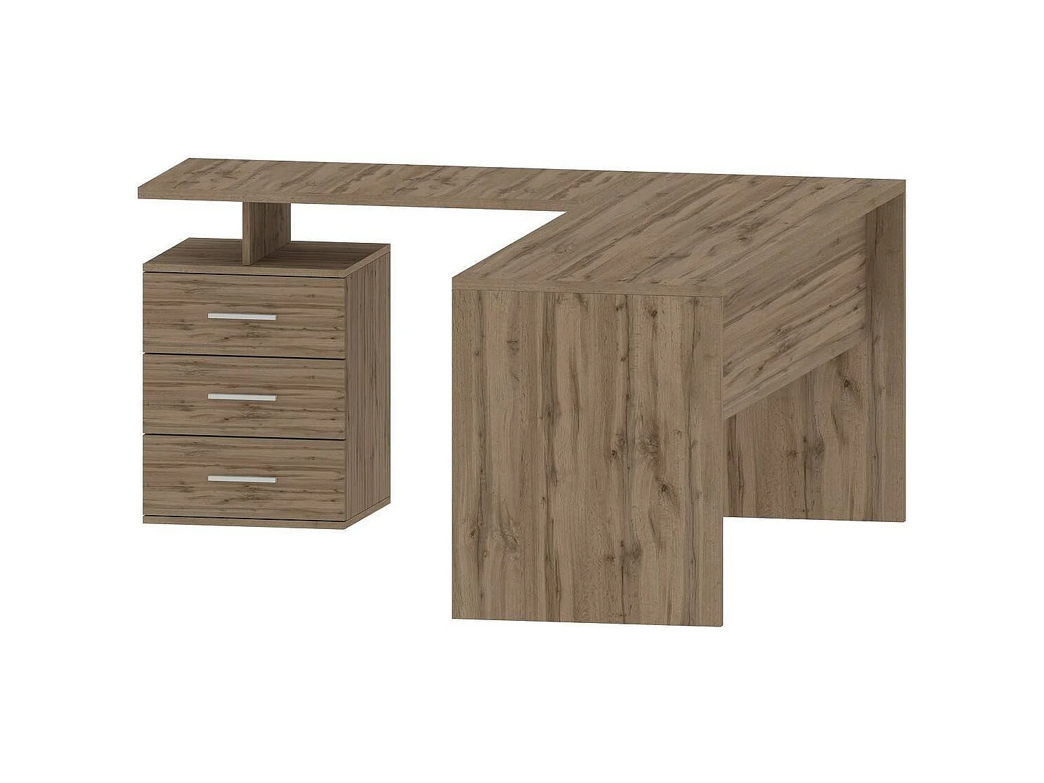 Mark Desk, Hoek-PC-bureau, Multifunctionele kantoortafel, Ruimtebesparend bureau met meerdere posities, 100% Made in Italy, 160x60h75 cm, Eiken