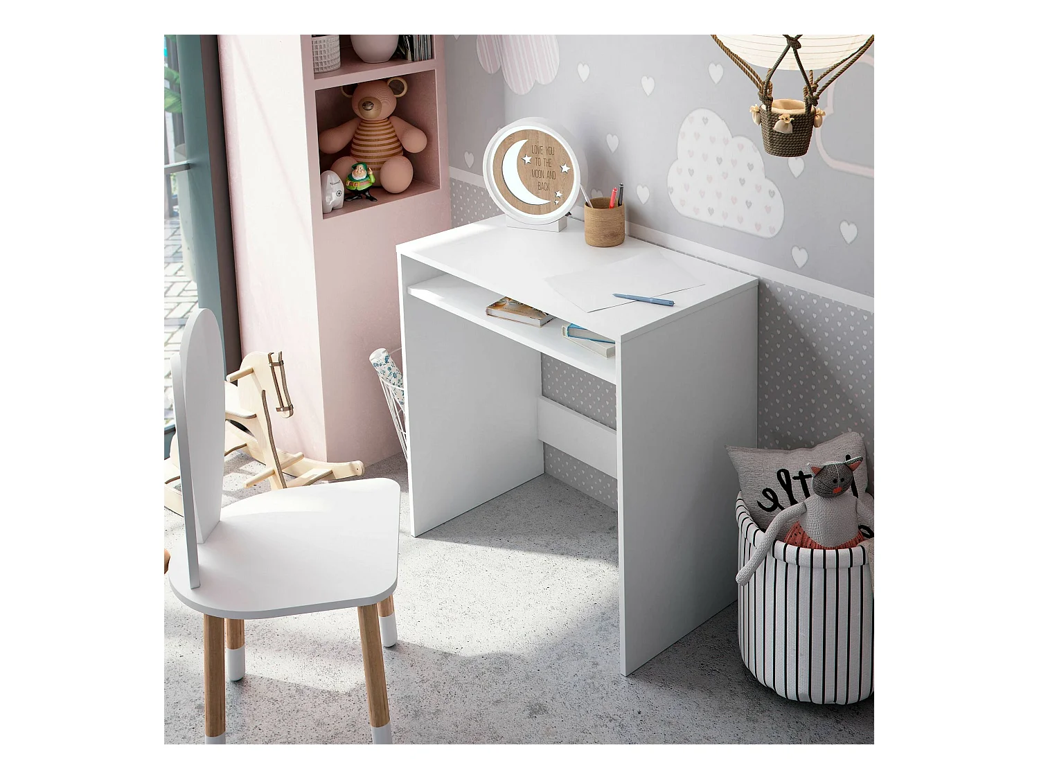 Dmora - Scrivania Acu, 79x43h78 cm, Bianco